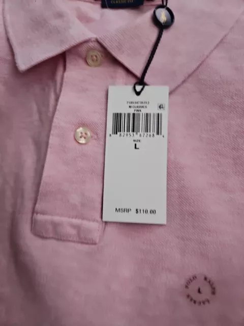 Polo Ralph Lauren Men’s Classic Fit Mesh Short Sleeve Polo Shirt Pink Large