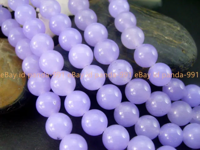 New Genuine 8mm Natural Smooth Lavender Jade Round Loose Beads 15"