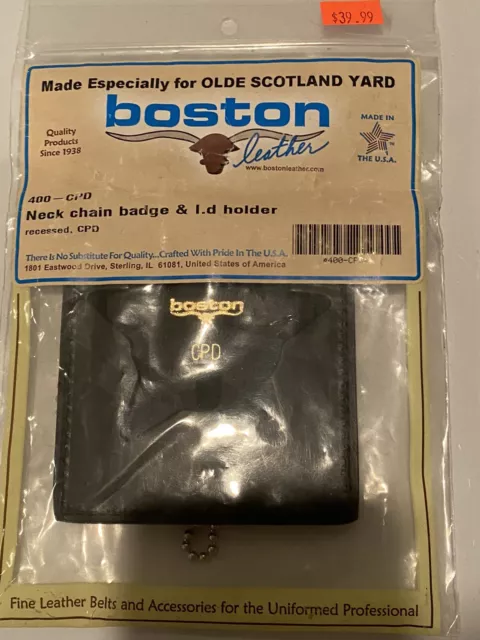 New Boston Leather Chicago Police Badge and I.D Holder Neck Chain
