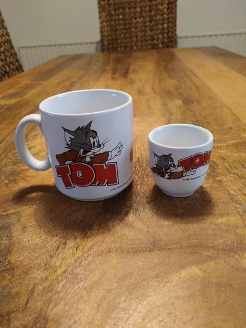 Tom & Jerry  Mug & Egg Cup Set  1991 Turner Ent. Made In England