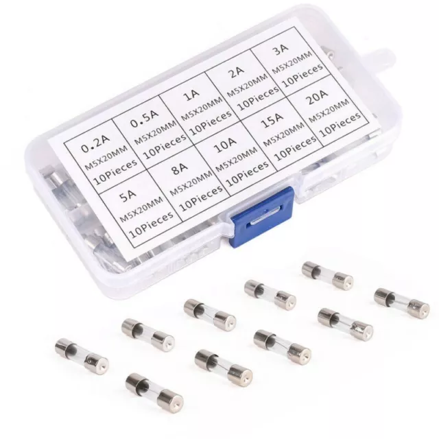 Equipment Verre Tube Fusible Kit Fusion Rapide Alimentation 0.2A-20A 100pcs 250V