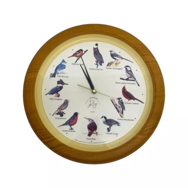 National Audubon Society 13" Wall Hanging Clock Bird Singing Sound Quartz VTG
