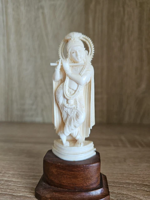 Madera De Cedro Diosa Indú krishna Mahabharata Estatua