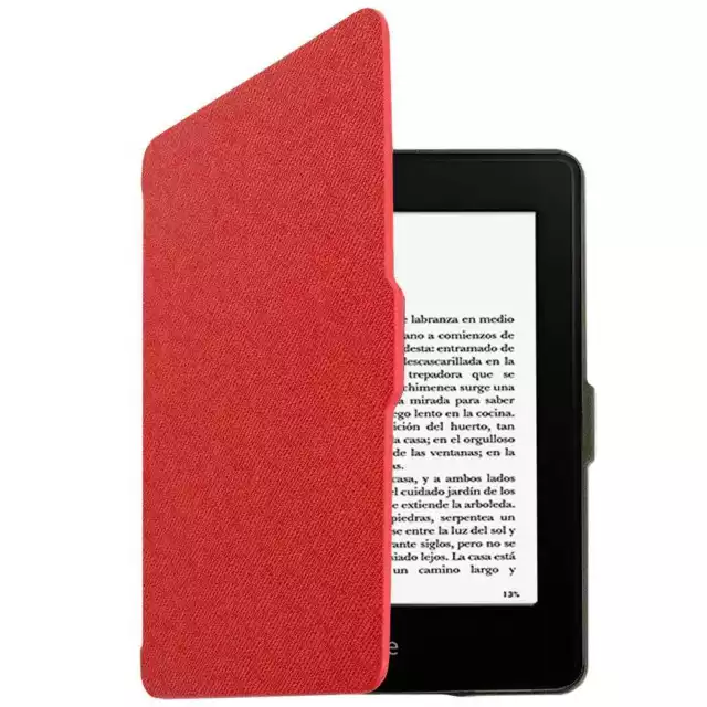 Funda Con Tapa Cierre Magnetico Cuero Sintetico para Kindle Paperwhite G.7 Roja