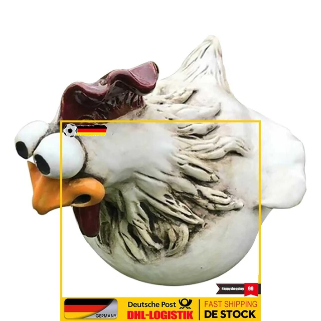 Chicken Fence Statues - Big-Eyes Chicken Hen Sculpture for Garden Stairs Farm