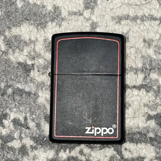 Zippo Lighter Matte Black Red Border Zippo Logo