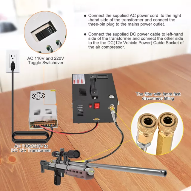 PCP Air Compressor w/Built-in Fan Manual-Stop High Pressure 4500PSI/30MPa new