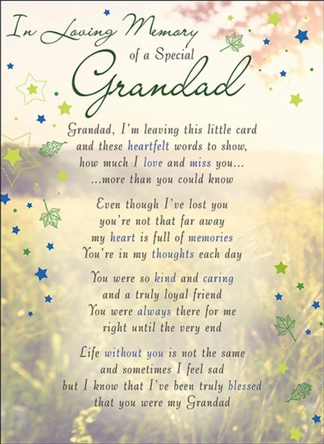 Loving Memory Open Graveside Memorial Card - Special Grandad 6,5 Zoll x 4,75 Zoll