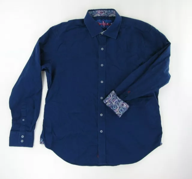 Robert Graham Mens Dress Shirt XXL Blue Floral Paisley Long Sleeve Button Up
