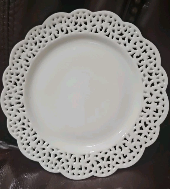 SET OF 4 Pier 1 One White Lace Cut Out Grapes Dinner Plates