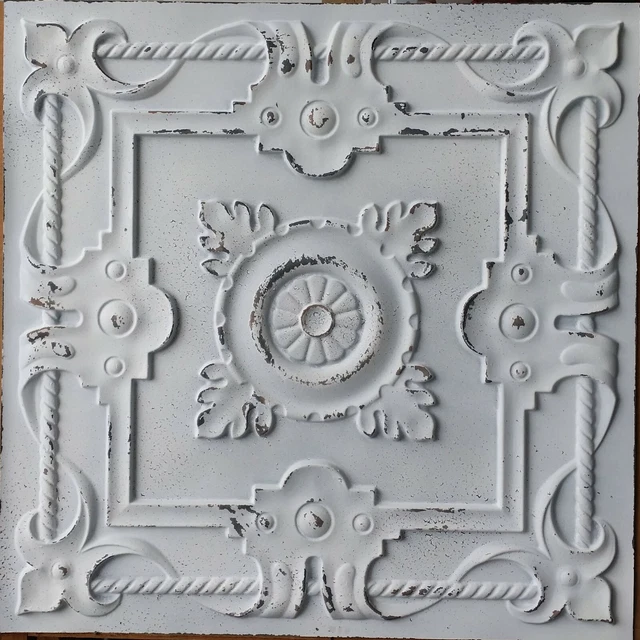 Ceiling tile faux tin distress crack white black bar wall panels PL29 10pcs/lot