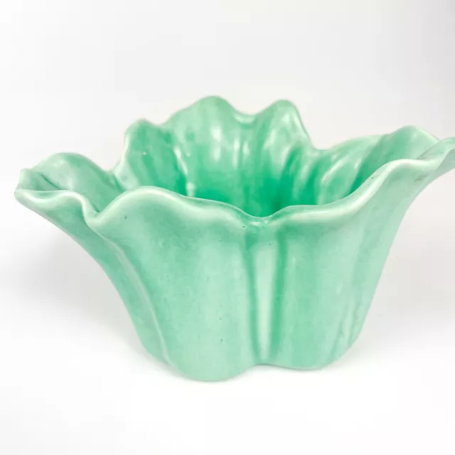 Stangl Pottery Teal Green 3-Sided Scallop Bowl 3256