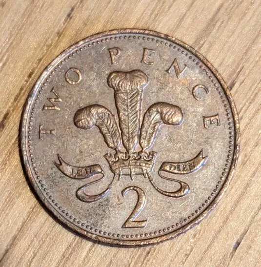 1998 British Bronze non magnetic ELIZABETH II TWO PENCE 2p coin