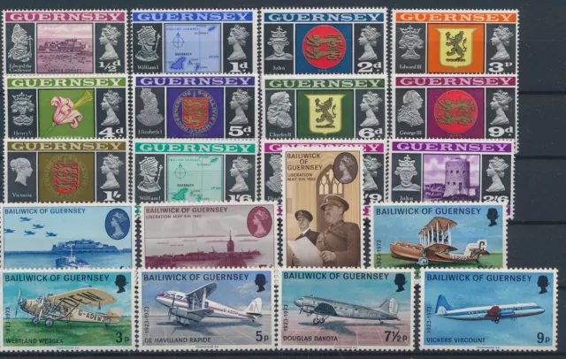 BV23958 Guernsey airplanes coat of arms fine lot MNH
