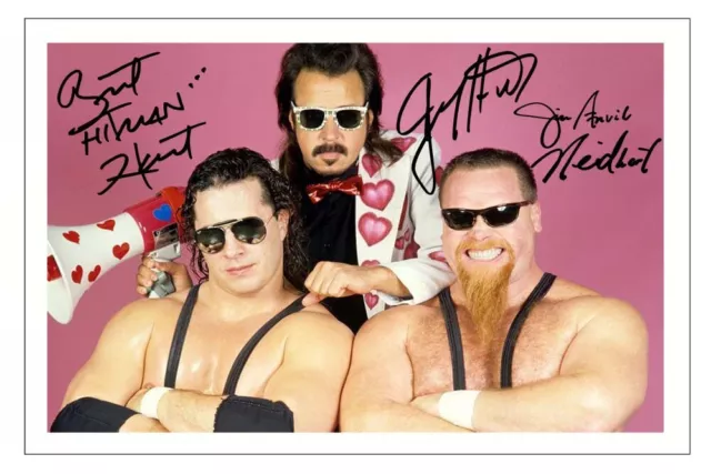 JIM NIEDHART JIMMY HART & BRET HART Signed 6x4 PHOTO Gift Print WWE WRESTLING