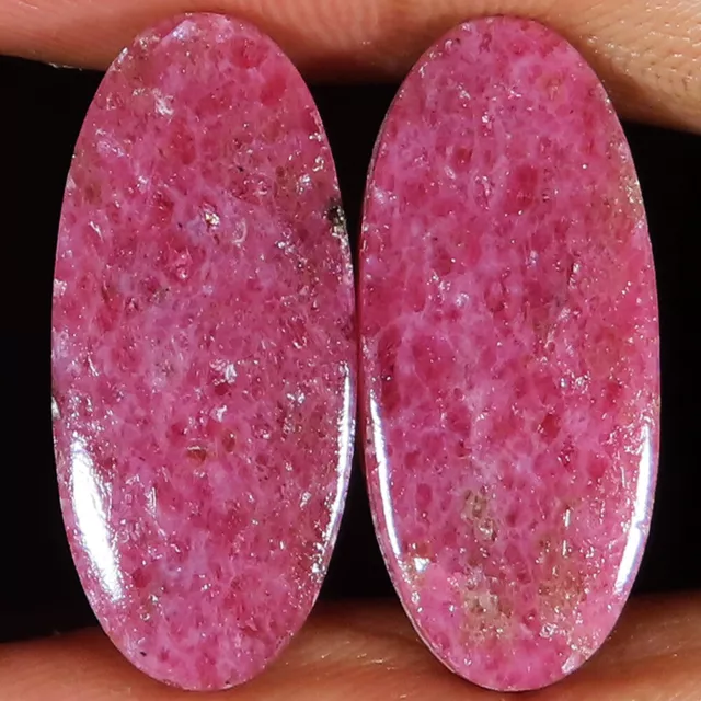 41.55 Cts Natural Pink RHODONITE Pair Oval Cabochon Gemstone 12x27x4 mm gt-105