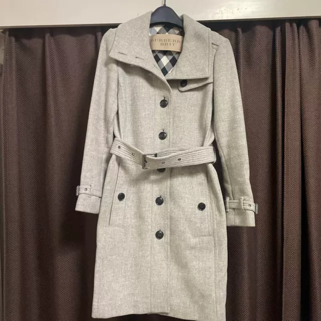 Woman's Burberry BRIT Single Coat Gray Size US2/IT36/Uk4.