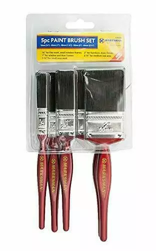 Marksman 5pc Paint Brush Set - Fine Cheap Disposable Brushes Decorating DIY