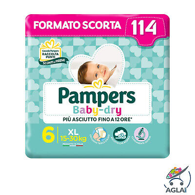 Pampers 6 CONFEZIONI PAMPERS BABY DRY EXTRALARGE MISURA 6 15-30 Kg 84 pannolini 