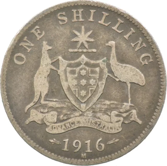 Roughly the Size of a Quarter 1916 Australia 1 Shilling World Silver Coin *984