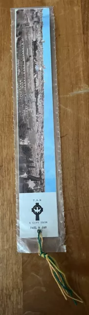 VTG Bookmark Holy Land Print Flowers Scene 9.5" Christian Cross Dove Ruwan Press