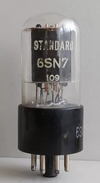 1 x “Standard 6SN7”-branded valve tube, black plate, []-getter, made by Sylvania