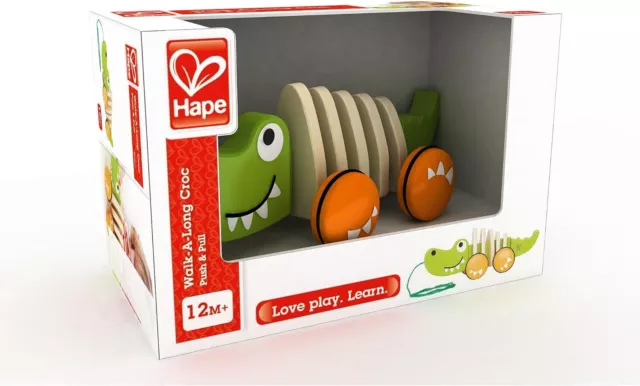 Hape Nachziehspielzeug Krokodil Croc aus Holz Nachzieh Krokodil Nachziehtier