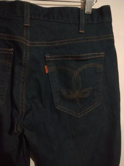 Women's Big E Levi's Flare Leg Orange Tab 1970s Dark Wash Jeans Denim Pants