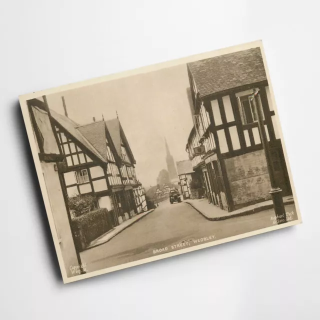 A3 PRINT - Vintage Herefordshire - Broad Street, Weobley (c)