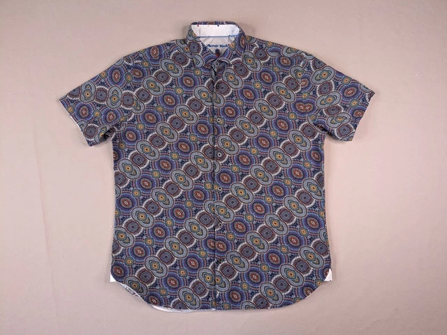 Camisa Negra Visconti Adulto Mediana Patrón Mandala Botones