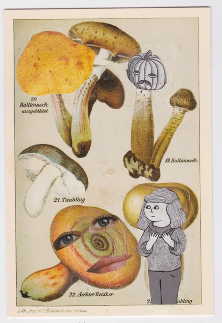 Mail Art David Greenberger "Story Unfolding" original collaged postcard 2023