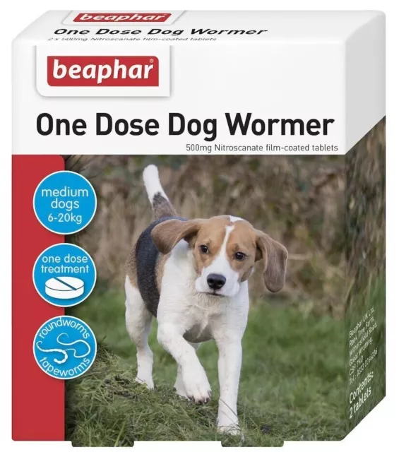 Beaphar One Dose Wormer Dog Treatment Worming Tablets Small Medium Large Dogs Uk 3