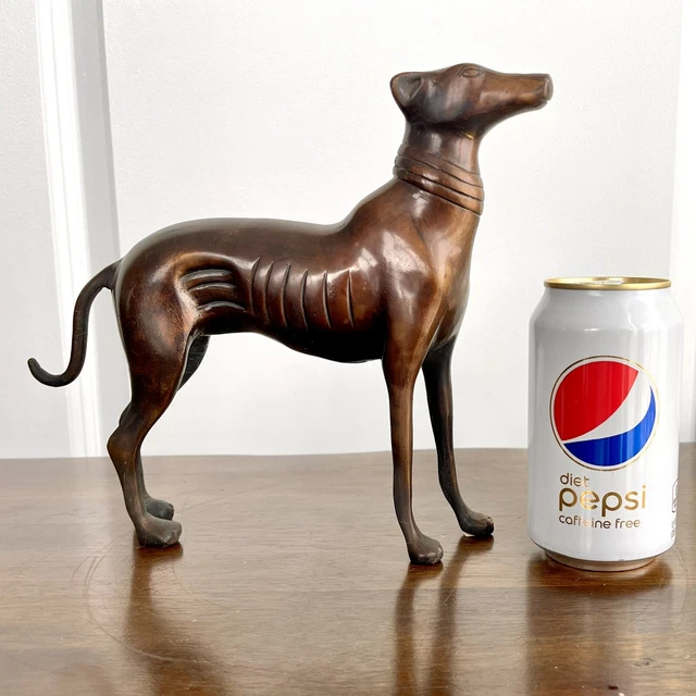 Vintage Bronze Tall Greyhound / Whippet Dog Figurine - 8.5"