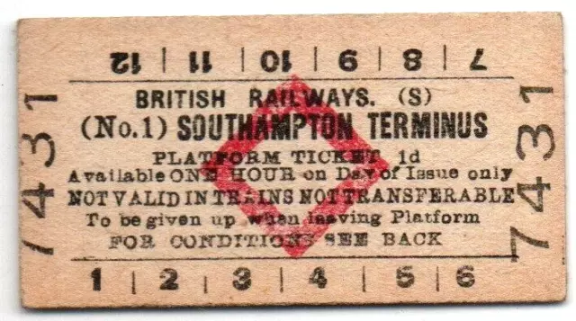 BR(S) Platform Ticket Southampton Terminus (No.1) 1d