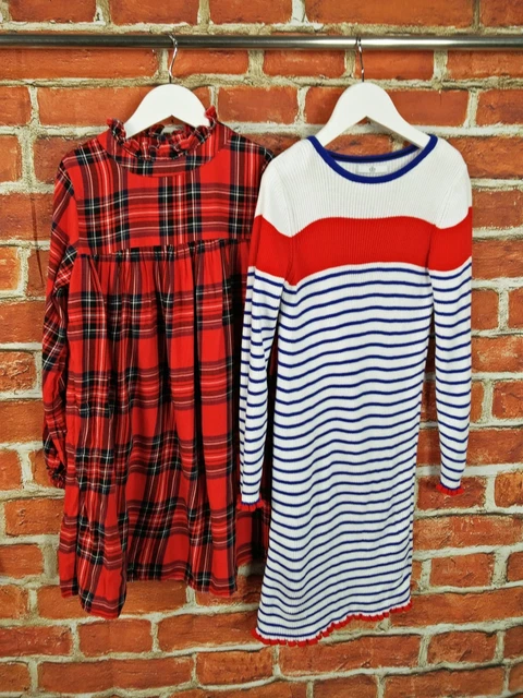 Pacchetto Ragazze Età 8-9 Anni Next M&S Set Abiti Tartan Righe Bambini 134 Cm