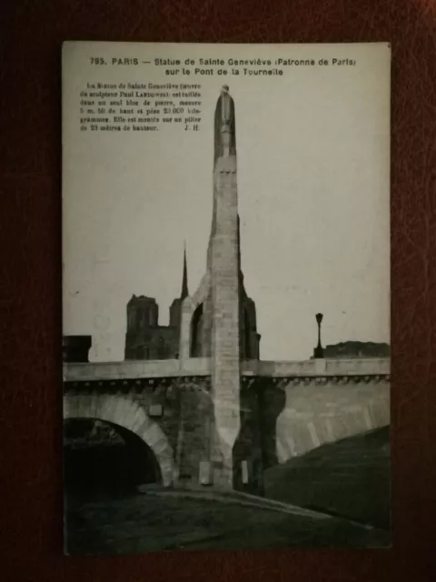 CPA - 75 PARIS - Statue de Sainte Geneviève sur le Pont de la Tournelle