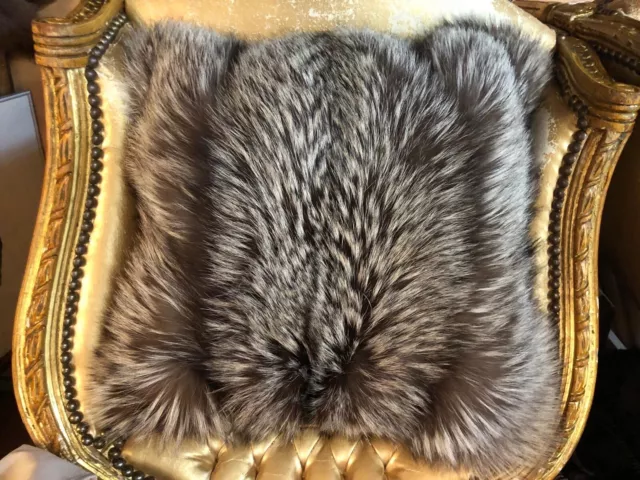 Silberfuchs Fuchs Pelz Kissen Pelzkissen Fox Real Fur Pillow Pelliccia Volpe RAR