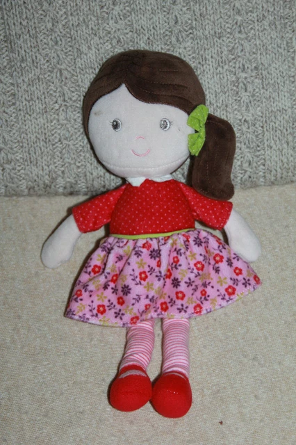 Poupee Doudou Simba Toys Nicotoy Robe Rouge Rose Fleur Raye