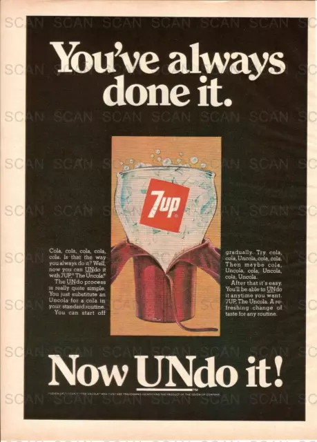 1977  7 UP Vintage Magazine Ad  UNdo it.  The Uncola