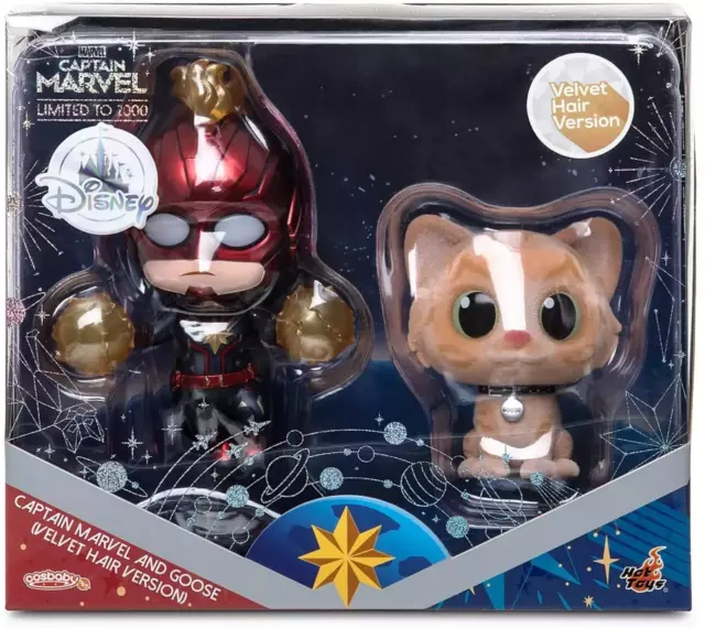 Disney Captain Marvel & Goose Cat Limited Edition Bobble Head Velvet Hair