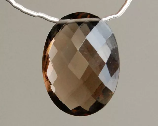 BIG AAA Smoky Quartz Faceted Pear Briolette Bead Focal Point Pendant 001