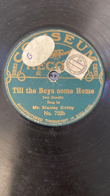 RARE 78RPM RECORD, G+, STANLEY KIRKBY : Till The Boys Come Home ...