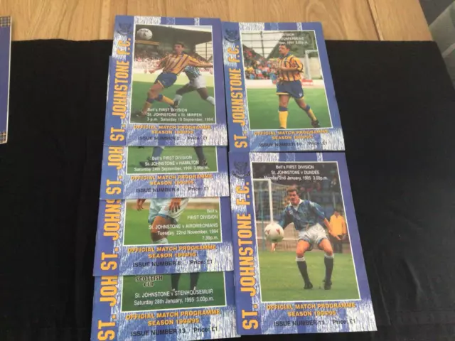 6 St Johnstone football programmes 1994-95