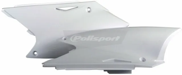 Polisport Side Number Plates Panels Plastic White KX250F 04-05 RMZ250 04-06
