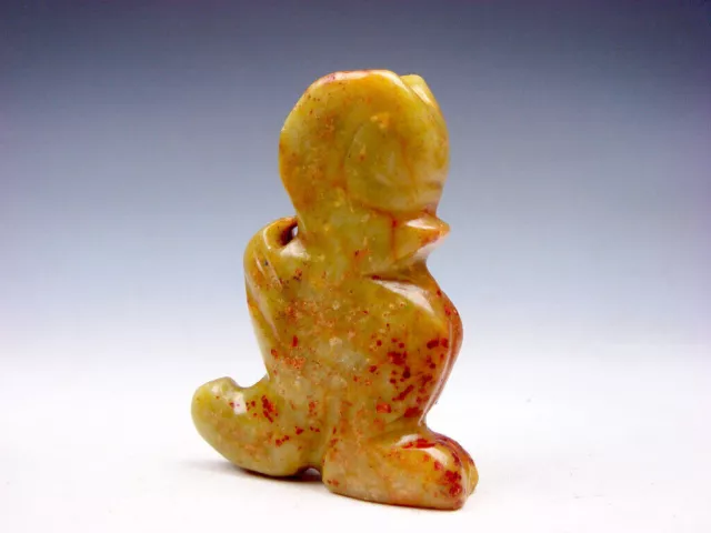 OLD NEPHRITE JADE Stone Carved HongShan Culture Ancient Warrior Seated ...
