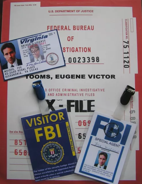 X-Files Badges identification Mulder pour cosplay FBI id card replica lot