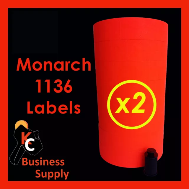 Red Labels for Monarch 1136 Price Gun 2 Sleeves Made in USA Ink Included