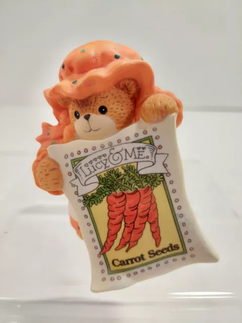 Enesco Lucy Rigg Lucy And Me Vintage Porcelain Bear Figurine Carrot Seeds Seed