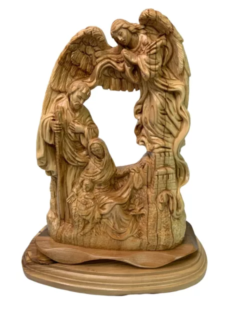 Stunning Holy Family Art Piece-Handmade from Olive Wood From Holy Land Bethlehem 2