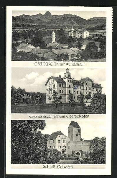 AK Oberoelkofen, mit Wendelstein, Rekonvaleszentenheim & Schloß 1931